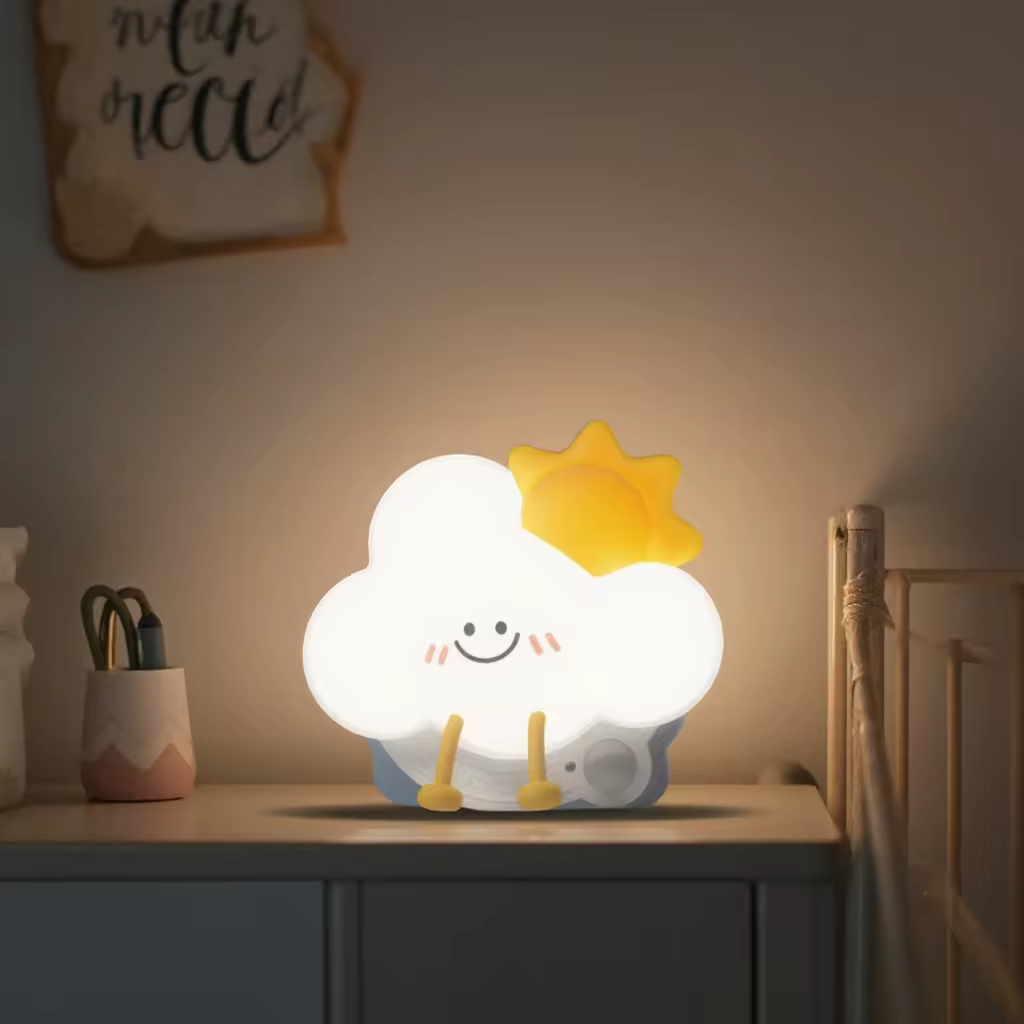 Small Cloud Silicone Night Light Creative Storage Room Wall Lamp for Children Battery Powered LED with Warm White Light