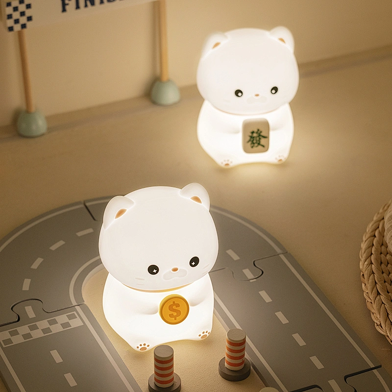 New Rich Cat Night Light Gold Cat Cute Children Pat with Sleep Simple Timing Soft Light Eye protection Gift Light
