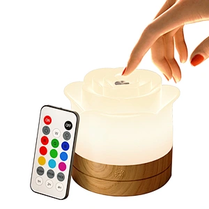 ICARER FAMILY Wall Night Lamp Rose Flower 7 Colors Remote Control Led Night Light Rechargeable Night Lights for Children