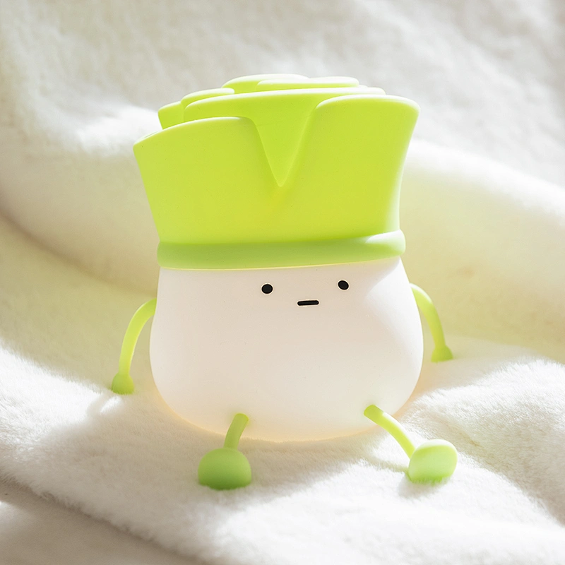 Leek Silicone Pat Night Light Green Onion Ming Children's Bedroom Sleep Rechargeable Bed with Sleep Creative Gift