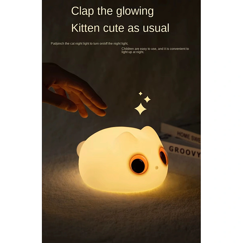 Cute Cat Touch Control Pat Soft Custom Led Smart Silicone Kids Night Lights Bedroom Decoration Animal Table Lamp for Children