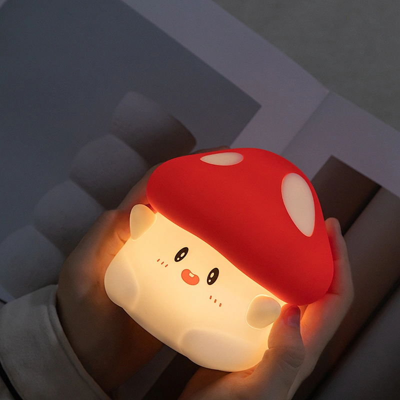 2024 New Design Mushroom Shape Mini Silicone Night Lamp Light Cute Small Kids Gift Cartoon Night Light