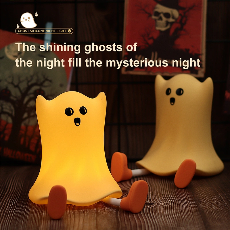 Touch Light Ghost Silicone LED Night Light Cute Rechargeable Lamp for Desk and Bedroom