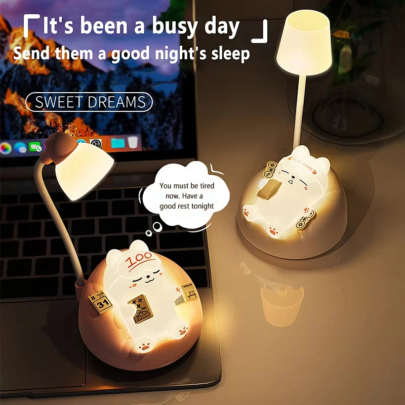 Cute Cat Table Lamp for Bedroom Smart Rechargeable Led Desk Lamps Lights USB Children Lights for Room Decor