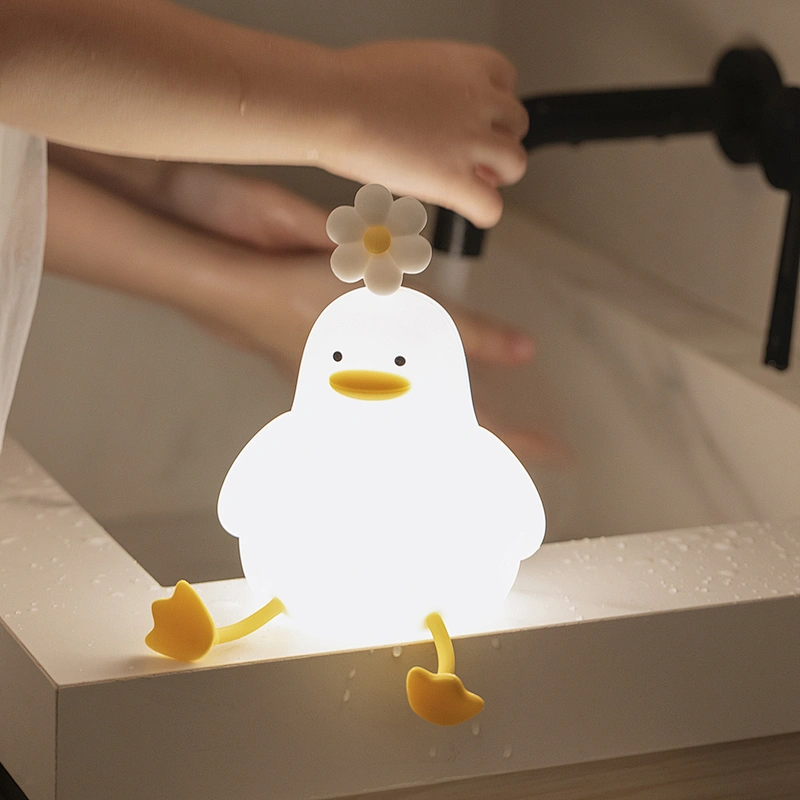 Cute Silicone Flower Duck Lamp Portable LED Night Light for Cozy Ambiance Children Night Light