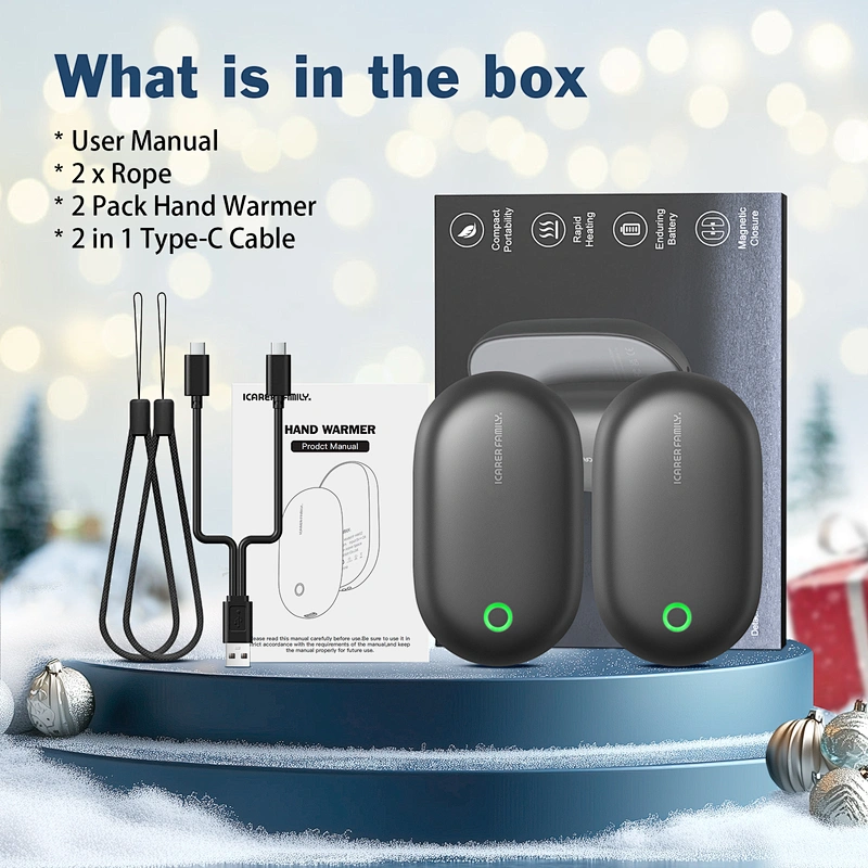 ICARER FAMILY Rechargeable 5000mAh Heat Packs Cute USB Reusable Portable Hot Magnetic Hand Warmers Power Banks