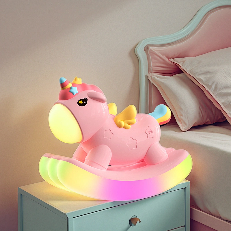 ICARER FAMILY Custom Tap Control Rechargeable Led USB Battery Baby Beside Cartoon Unicorn Night Light for Children Bedroom
