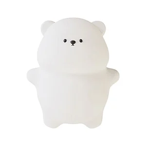 ICARER FAMILY Cute Gift Cartoon Lying Bear Led Night Lights Tap Changing Silicone Night Light Lamp for Baby Kids Children