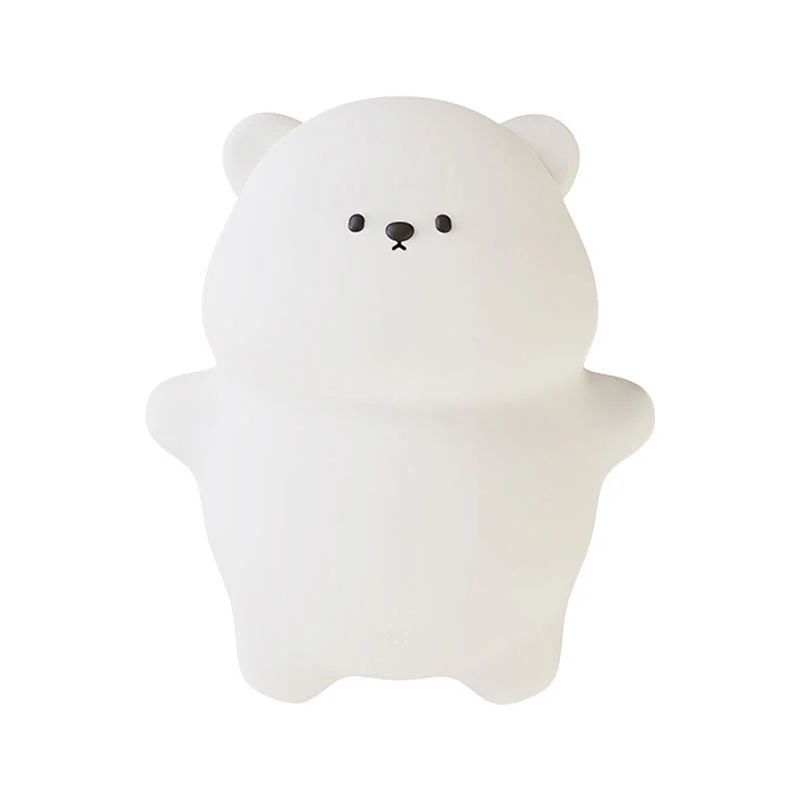 ICARER FAMILY Cute Gift Cartoon Lying Bear Led Night Lights Tap Changing Silicone Night Light Lamp for Baby Kids Children