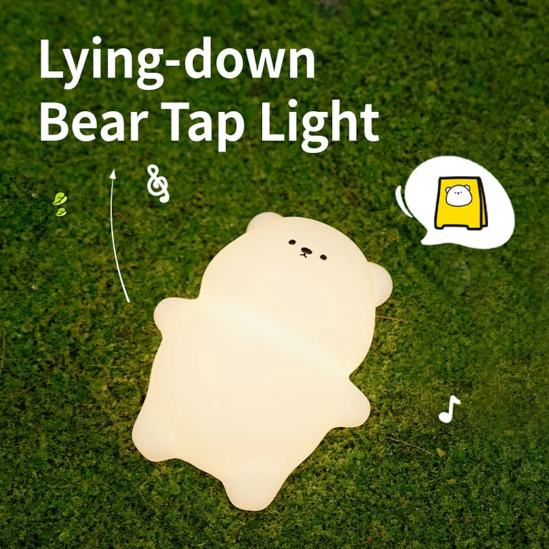 ICARER Modern Mini Family Bedroom Bear Night Light LED Projector Touch Sensor USB Rechargeable Reusable Battery Power Source