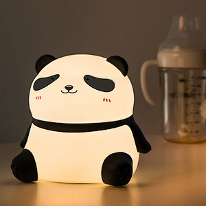 Contemporary Mini Panda Night Light Kids Touch Control Warm White 7 Color ABS AAA Battery USB Rechargeable ROHS Certified
