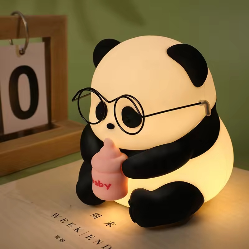 Silicone Panda Night Light With Tap Design Colorful Lamps for Kids Bedroom Home Decoration Animal Night Lights