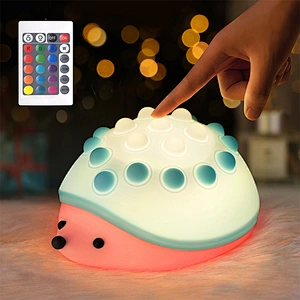 ICARER FAMILY Modern Mini Hedgehog LED Night Light Rechargeable USB Powered Bedroom Projector Silicone Material Touch Switch