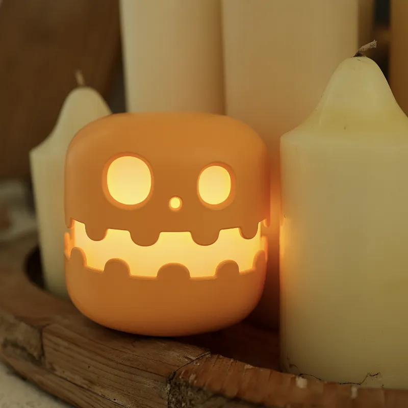Hight Quality Cute Home Decoration Cordless Rechargeable Dimmable ABS Plastic Bedside Night Light Halloween Pumpkin Lamp