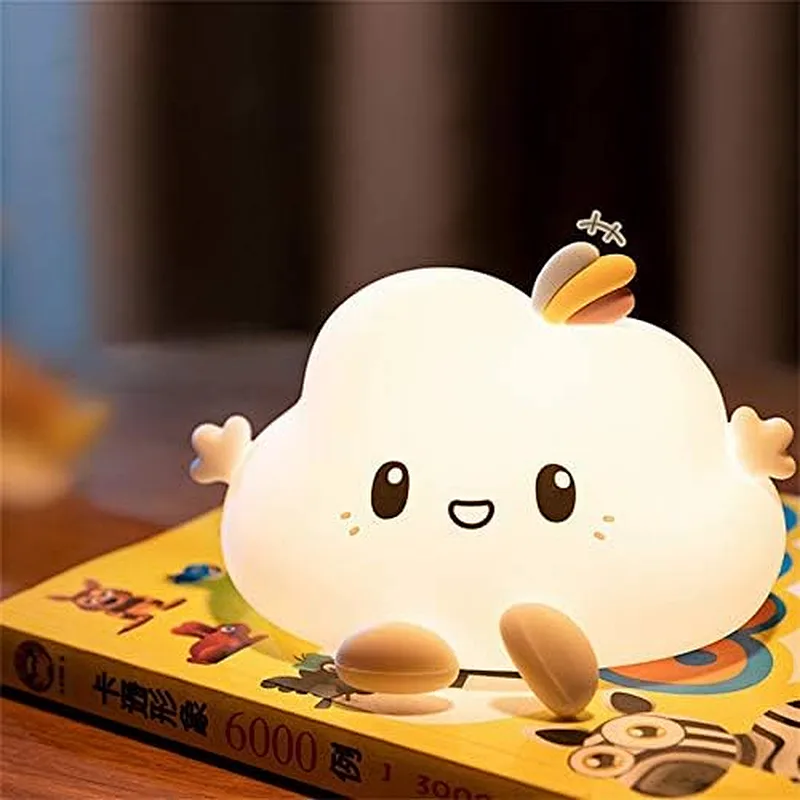 Silicone Kids Bedroom Clouds Lamp Rechargeable LED Night Light with Tap Type White Shade Nursery Bedside Gift for Children