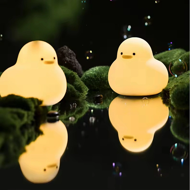 Cute Duck Kids Silicone Gift Animal Pat Control Table Lamp Bedroom Desk Lights Bedside Decoration Children Baby Night Light