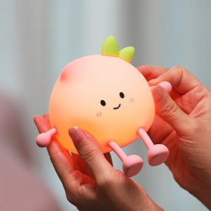 LED Cartoon Night Light Lamp Soft Silicone Touch Sensor Working Kids Cute Night Light Children Gift Peach Patting Night Light