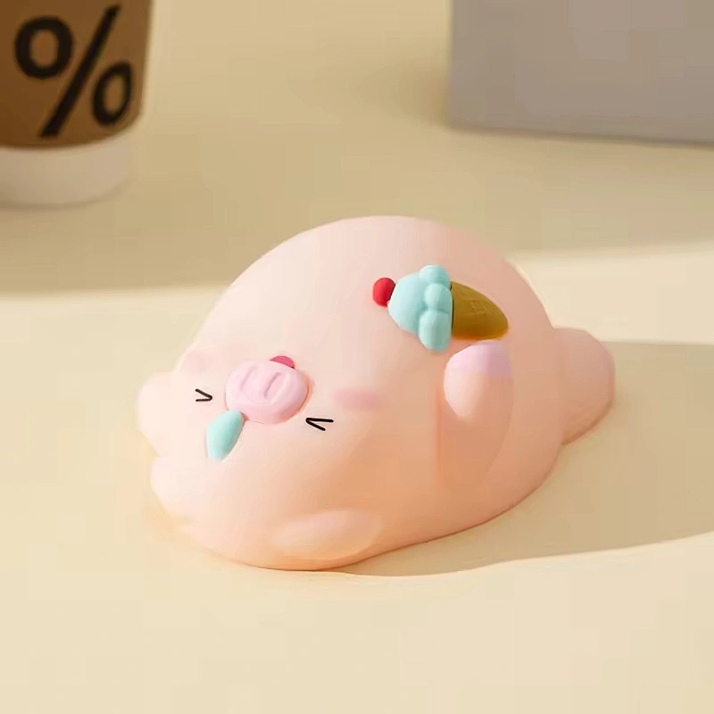 Silicone Night Light USB Rechargeable Battery Animal Design Bedside Table Lamp Baby Girls Sleep Living Room Warm Pig Light Home