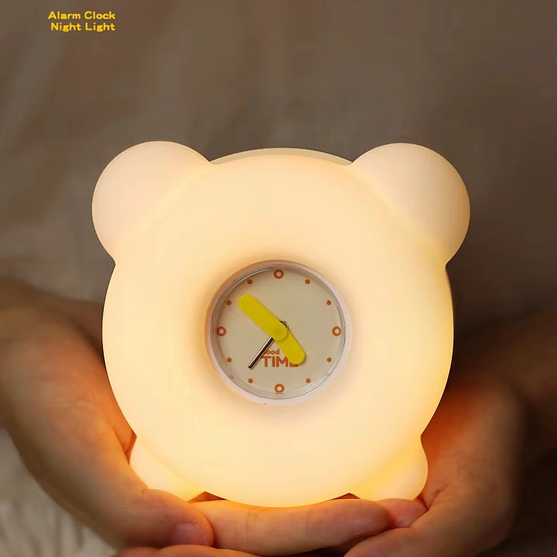 Multifunctional LED Alarm Clock Night Light Colorful Warm Lighting Mini Size Silicone Duck for Living Room Battery Powered