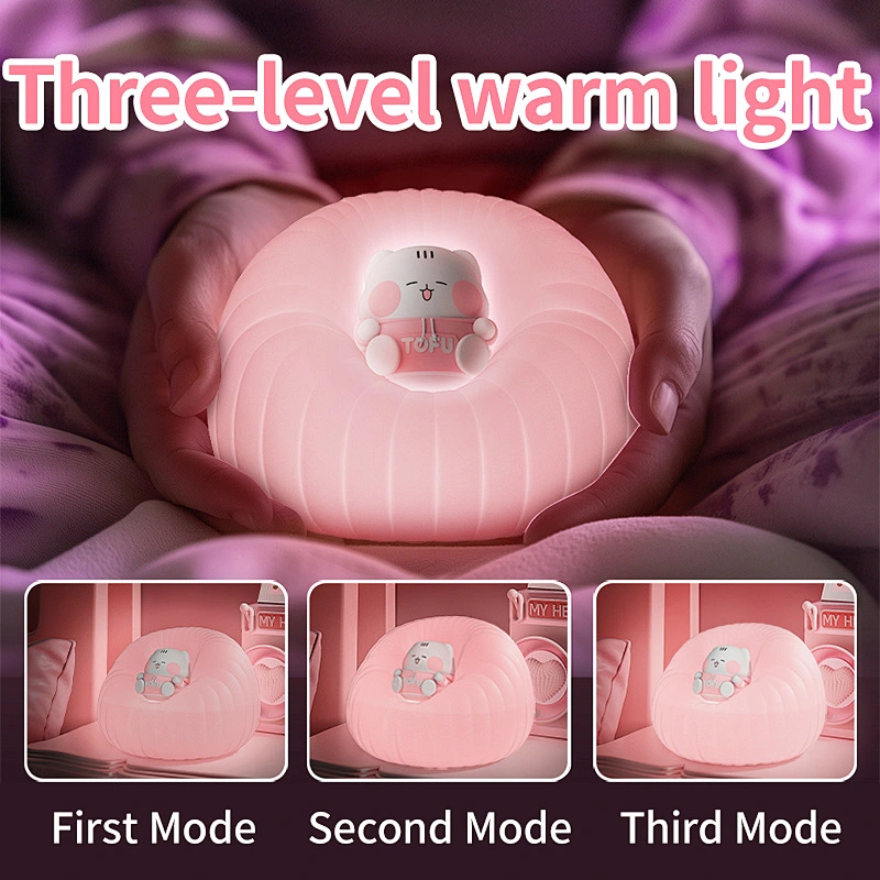 ICARER Adjustable Silicone Table Lamp Cartoon Cute Cat Night Light Usb Rechargeable Led Table Light Child Eye Protection