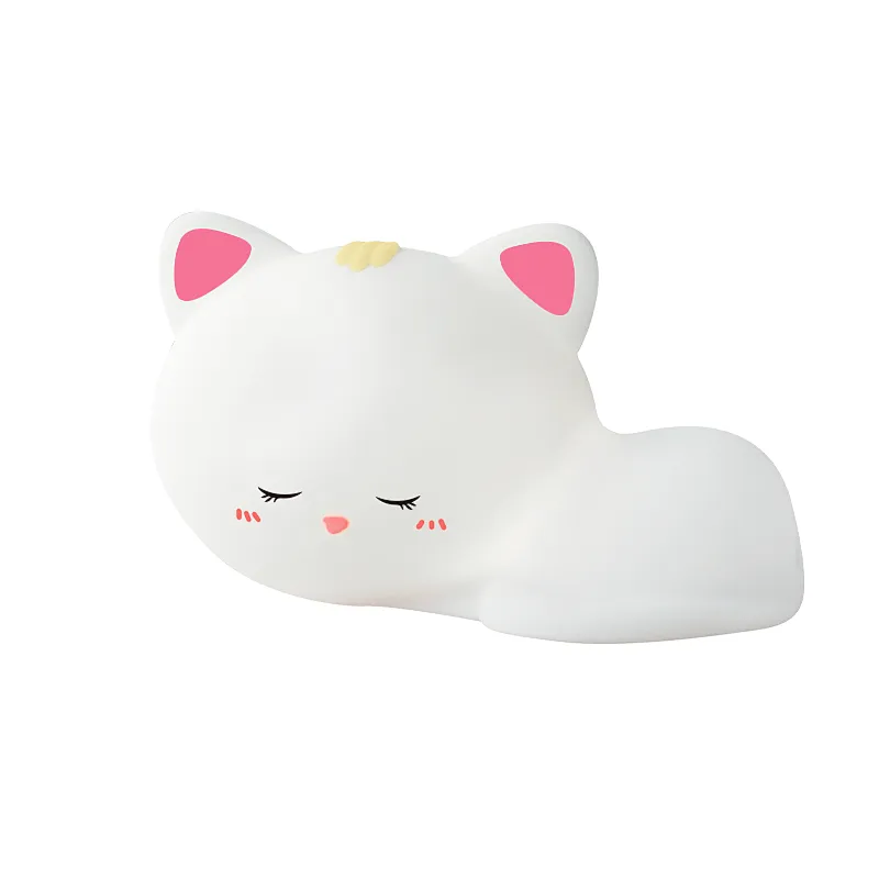 Remote Control Cute Silicon Mini Cat Lamp USB Led Animal Room Decor Small Night Light for Bedroom Kids Children Lighting Lamps