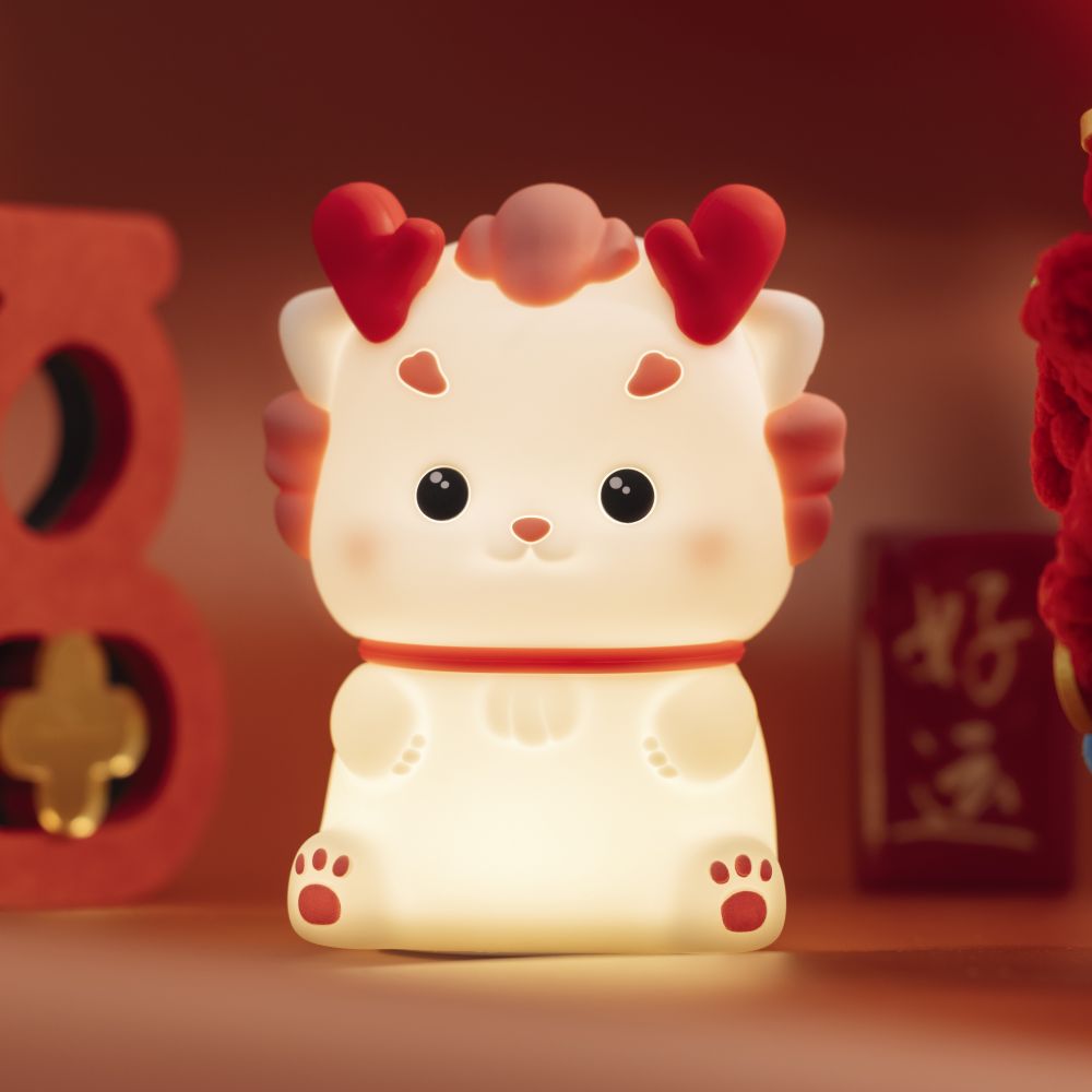 Minimalist Dragon Animal Silicone Night Light for Baby Nursery Skin-Friendly Pinch Control Tap Rechargeable LED Touch Light