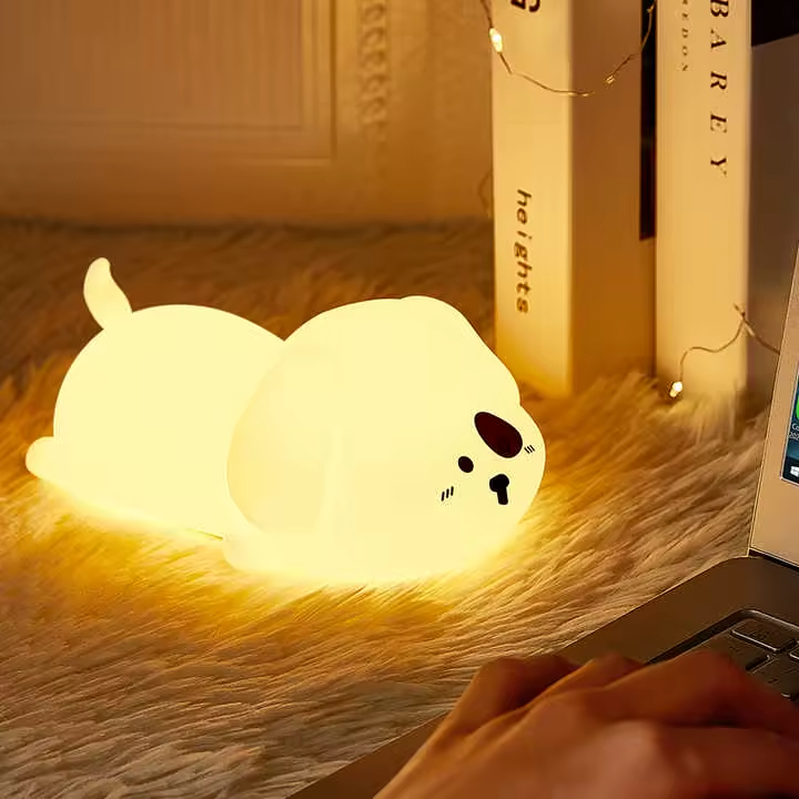 Cute Dog RGB Tap Kids Bedroom Desk Lamp Custom Smart Pat Children Silicone Animal Night Light for Home Decoration