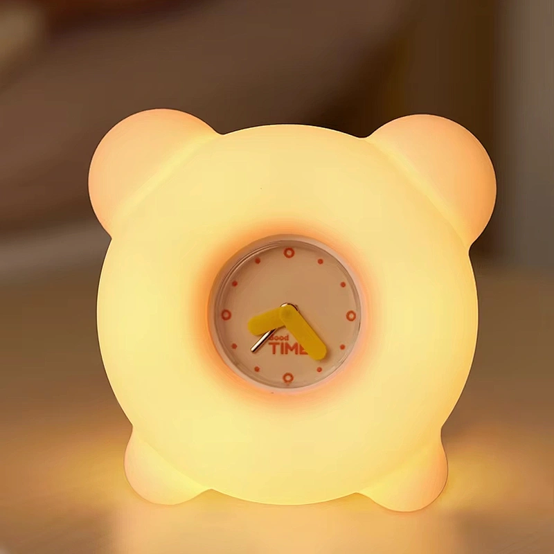 Multifunctional LED Alarm Clock Night Light Colorful Warm Lighting Mini Size Silicone Duck for Living Room Battery Powered