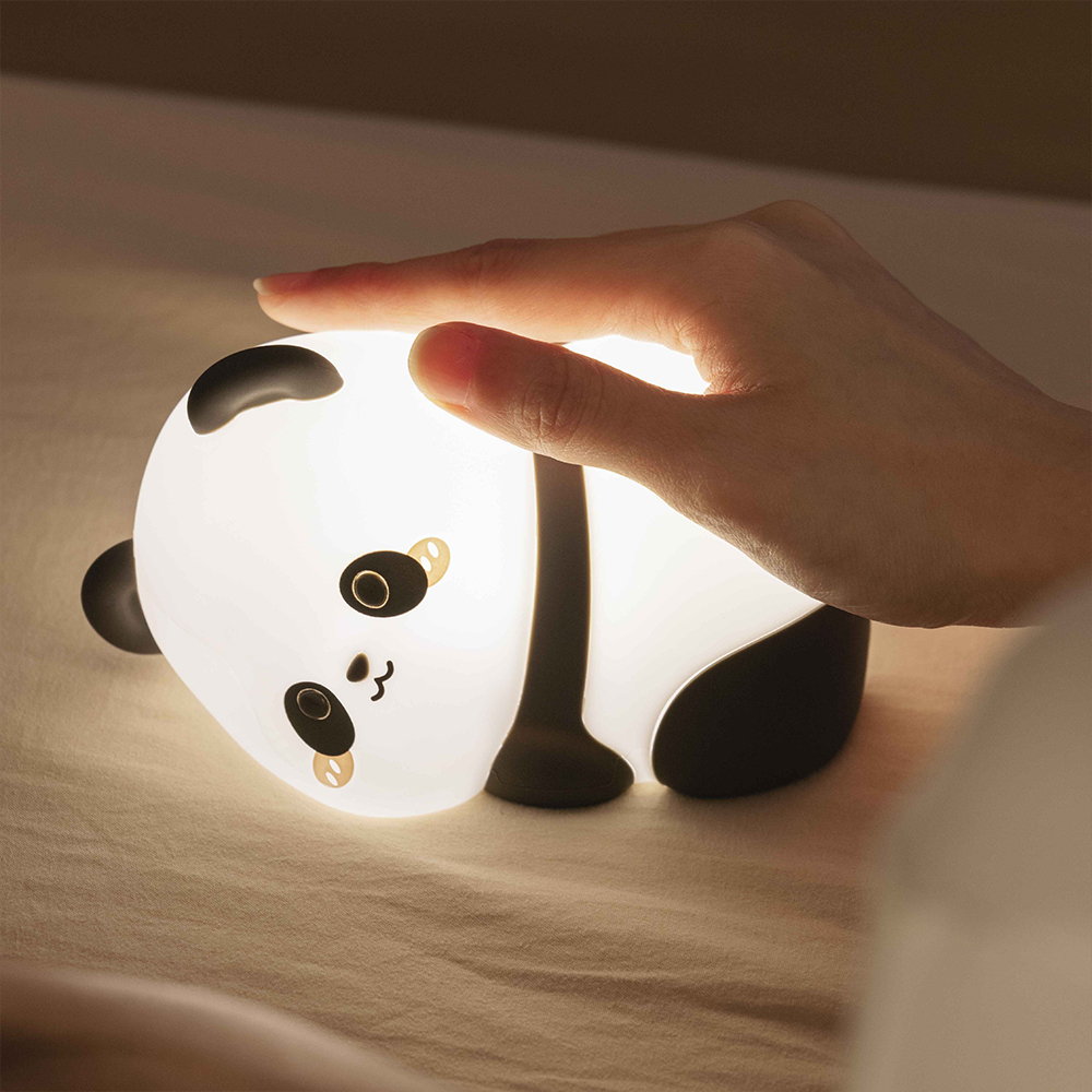 Modern Style Panda LED Night Light for Kids Touch & Sensor Control USB Rechargeable Warm White Emitting Silicone Lamp Home Use