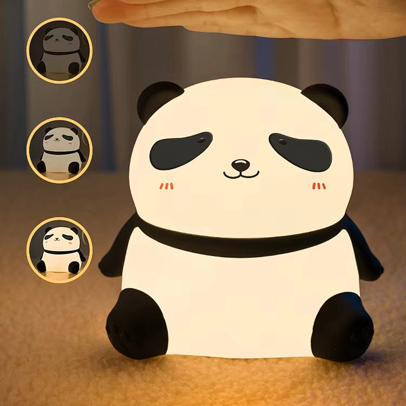 LED Light Creative Panda Silicone Night Light Table Lamp Bedroom USB Rechargeable Touch Control Night Light