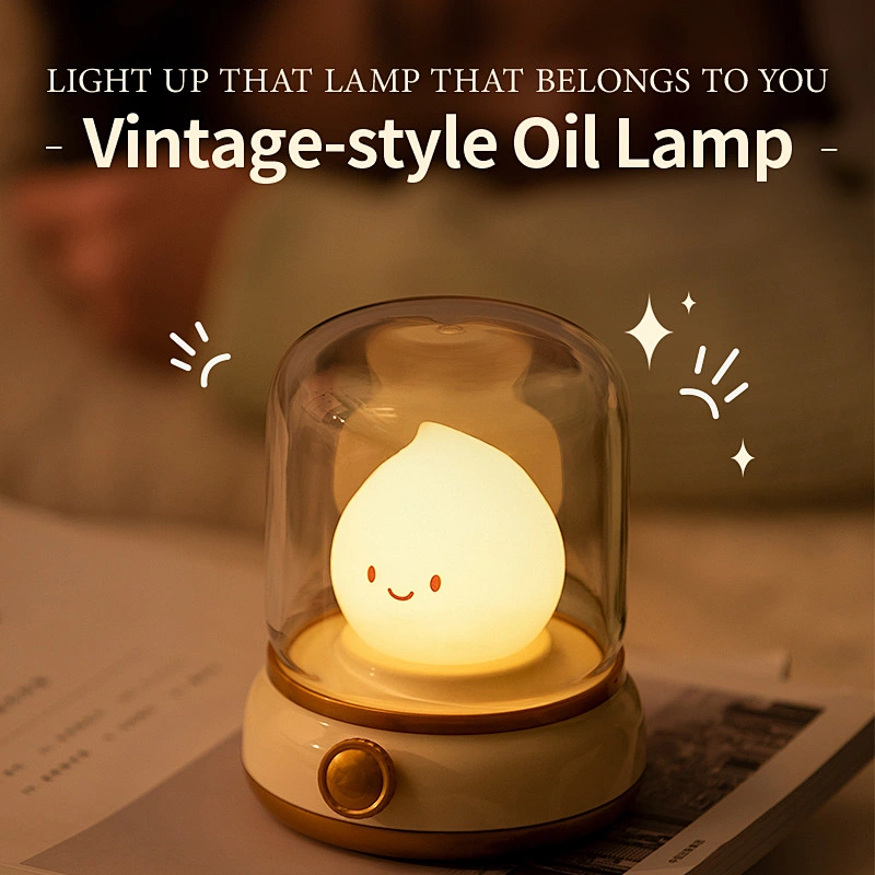 Mini Modern LED Desk Lamp Warm Color Night Light Projection Kids Rechargeable ABS Material Colorful Emitting Switch Power