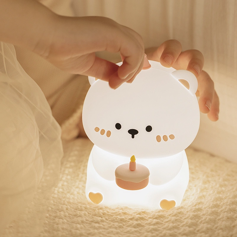 Cake Bear Nightlight Bedroom Sleep Light Baby Nursing Eye Care Pat Bedside Lamp Children's Birthday Gift Girl