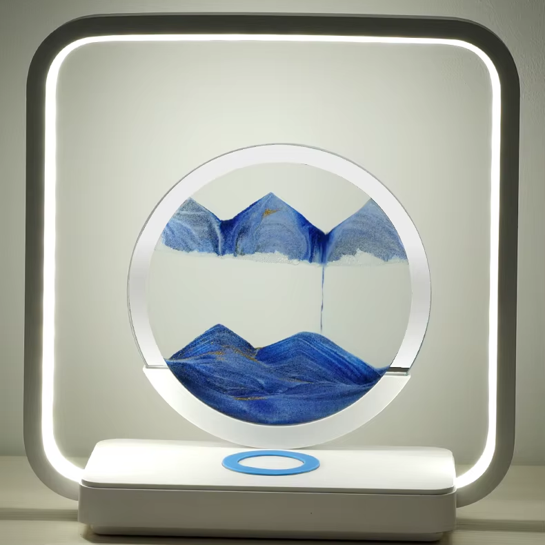 Flowing Sand Art Lamp  Unique LED Table Light for Bedroom and Office Decoration
