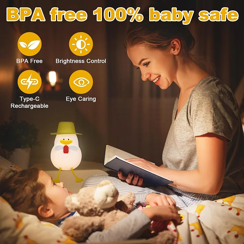 Adorable Fun Duck Night Lamp Playful  Calming Light for Children Night Light