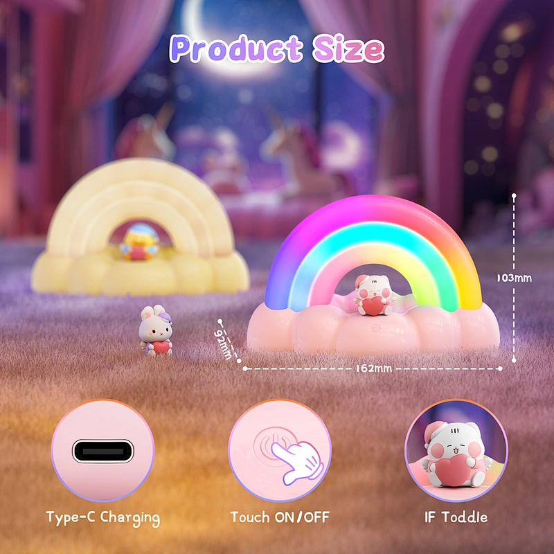 Christmas Gift Rainbow Light 3D Rechargeable Battery Powered Lamp Led Night Light Modern Table Lamp Kids Baby Children