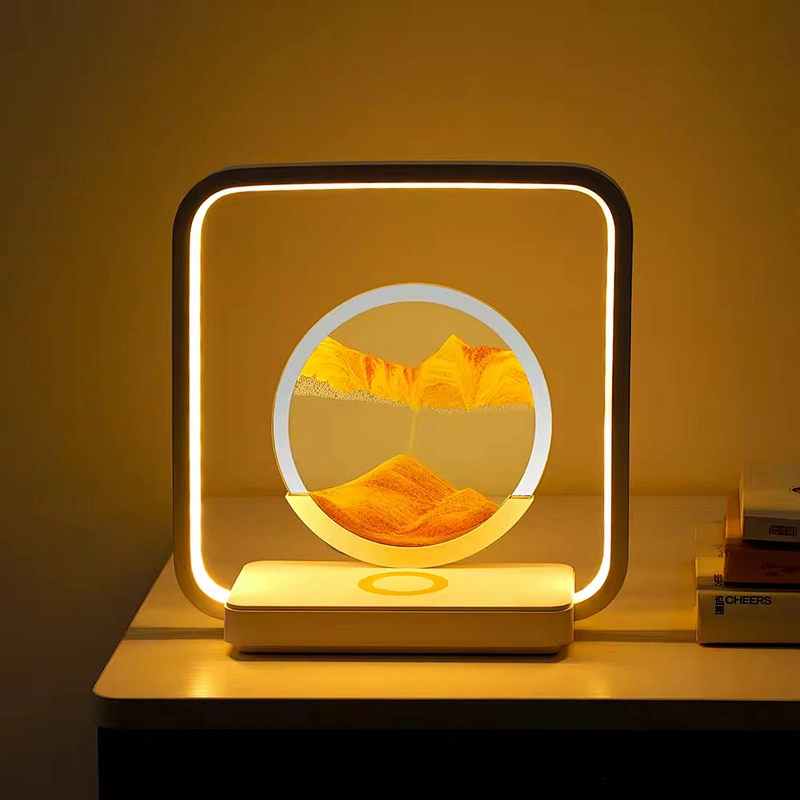 Unique Hourglass Design 15W Wireless Charger Home Decoration Desk Lights Lamp Smart Night Light for Bedroom