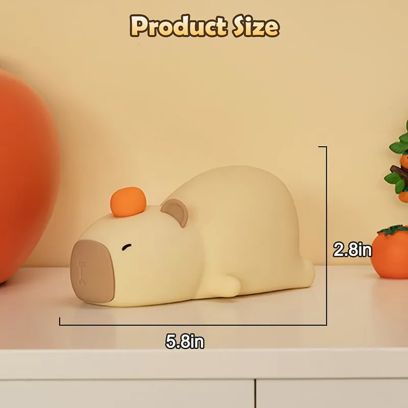 Creative Capybara Night Lamp  Cute Silicone LED Light for Nursery and Desk Decor