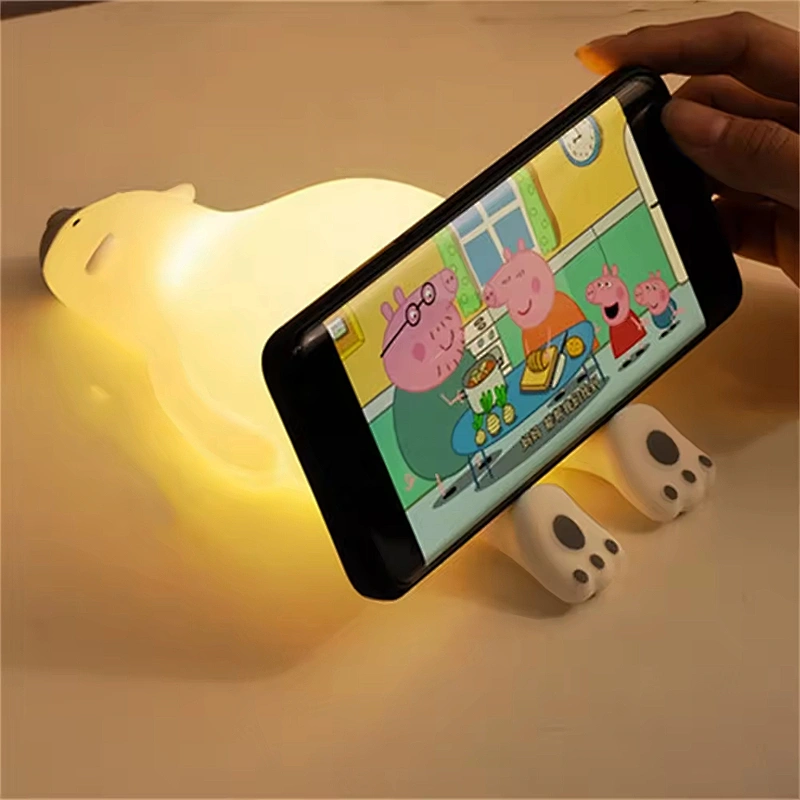 Cute Animal Lying Bear Bedroom Bedside Decoration Kids Sleeping Room Tap Pat Night Light Children Lamp for Baby Room