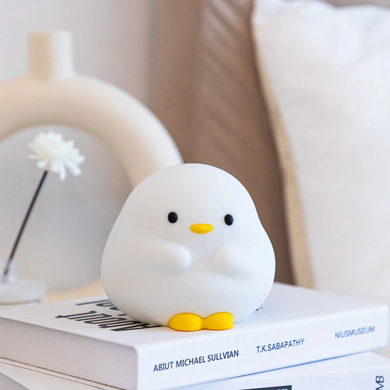 ICARER FAMILY Kawaii Kids Gift USB Rechargeable Cartoon Cute Duck Night Light Modern LED Lamp for Kids Room Sleeping Duck Design