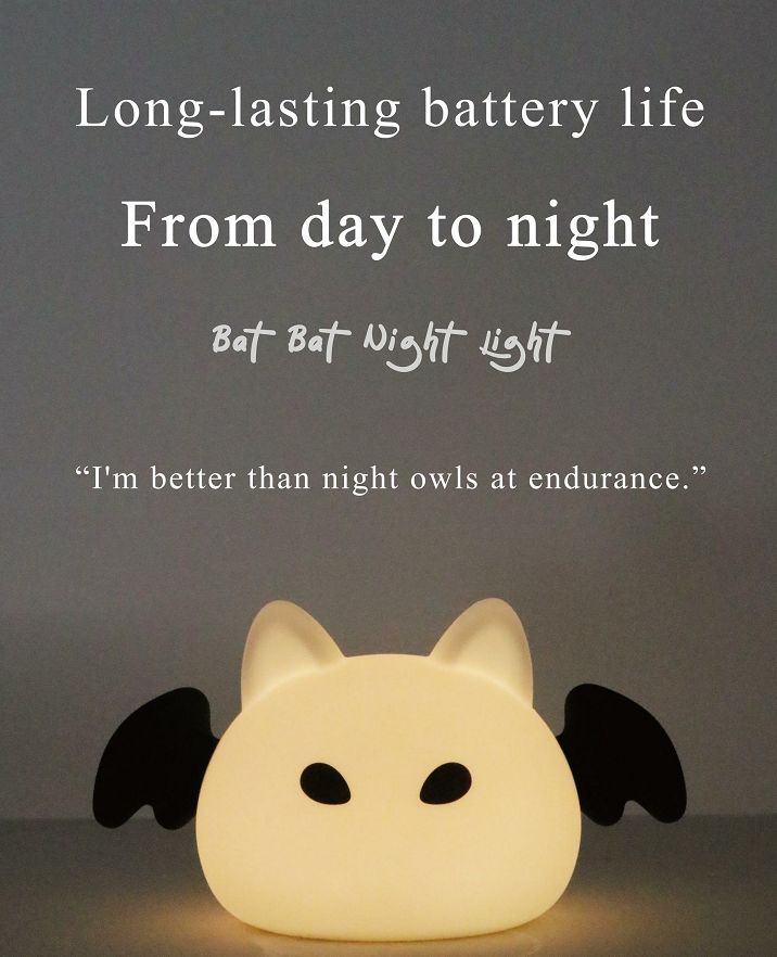Small Cute Bat Anime Smart Rechargeable Pat Touch Night Light Kids Living Room Home Decor Portable USB Night Light