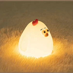 Soft Silicone Cuckoo Chicken Sleeping Night Light USB Rechargeable LED Lamp for Children