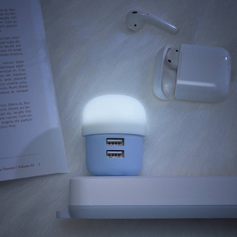 5V 2.4A Mushroom Design Two Output Phone USB Charger for LED USB Wall Charger
