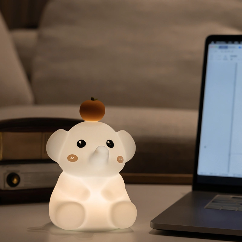 Cute Silicone Elephant Night Light Rechargeable Touch Sensor Portable LED Night Lamp Kids' Bedroom Perfect Children's Day Gift
