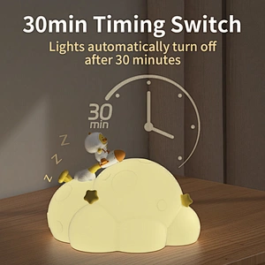 Touch Control Time Setting Rechargeable Nightlight Soft Silicone Baby Nursery Bedside Lamp Cute Desk Cartoon Lamp for Kids Gift