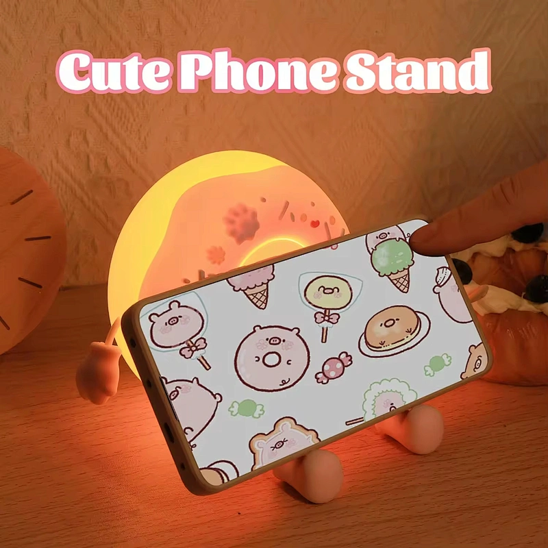Donut Shape Kids Silicone Gift Bedroom Bedside Table Lamp Home Room Decoration Phone Holder Cute Children Night Light for Kids