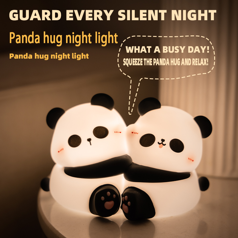 Cute Panda and Duck Shaped Silicone Sensor Touch LED Night Light Rechargeable Bed Lamp with Warm Light Color for Kids' Bedroom