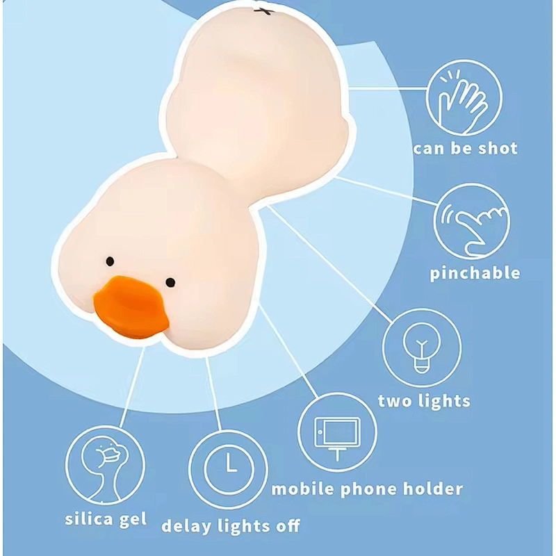 Cute Silicone Duck Night Light Kids USB Rechargeable Night Light for Home Use Living Home Baby Lamps