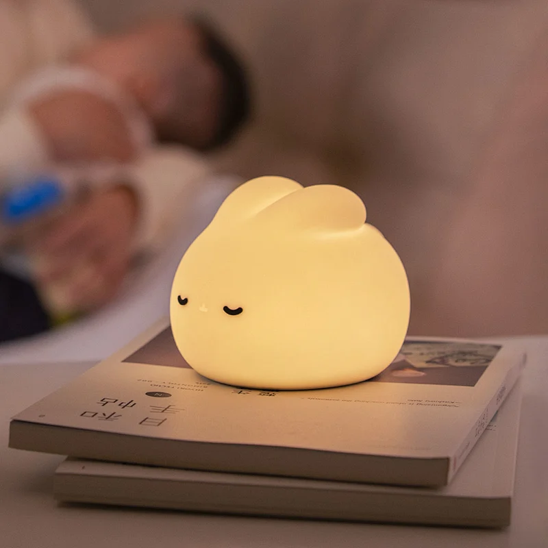 ICARER FAMILY Creative Gift USB Type C Charging Mini Night Light Adorable Rabbit Shape LED Night Light for Bedroom Baby Children