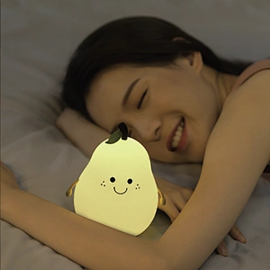 Pear Soft Silicone Rechargeable Tap Touch Sensor Night Light Led Lamps for Children Bedroom Baby Sleep Light Bedside Table Lamp