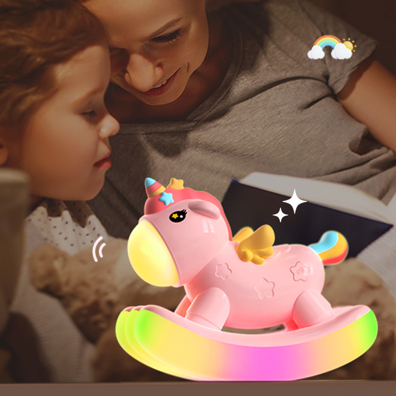 ICARER FAMILY Custom Tap Control Rechargeable Led USB Battery Baby Beside Cartoon Unicorn Night Light for Children Bedroom